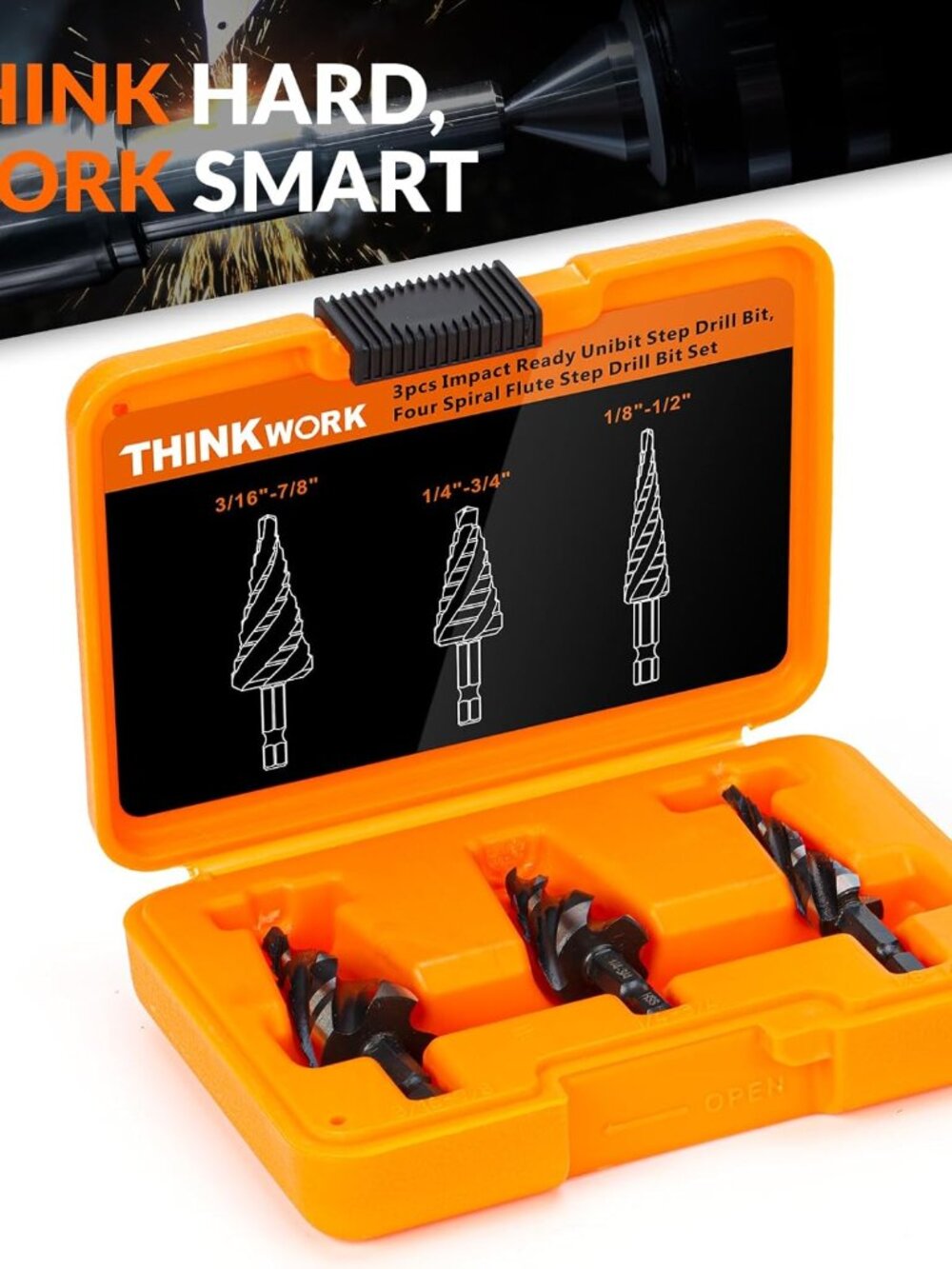 Four Spiral Flute Step Drill Bit Set, 3 Pcs HSS Step Drill Bits 1/8"-7/8" Unibit - Picture 8 of 8